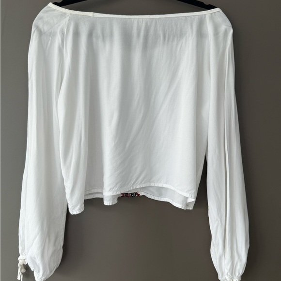 Super Soft Off Shoulder Embroidered White Boho Top - Picture 8 of 11